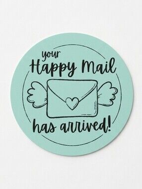 3/$15 50 Pcs Large 2” Round Happy Mail Stickers Blue Thank You Shipping Labels